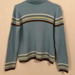 Vintage Petite Women’s Crazy Horse Striped Turtleneck